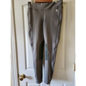 Horze Active Women's Fleece Lined Riding Tights Size 32 Taupe Gray Knee Patches